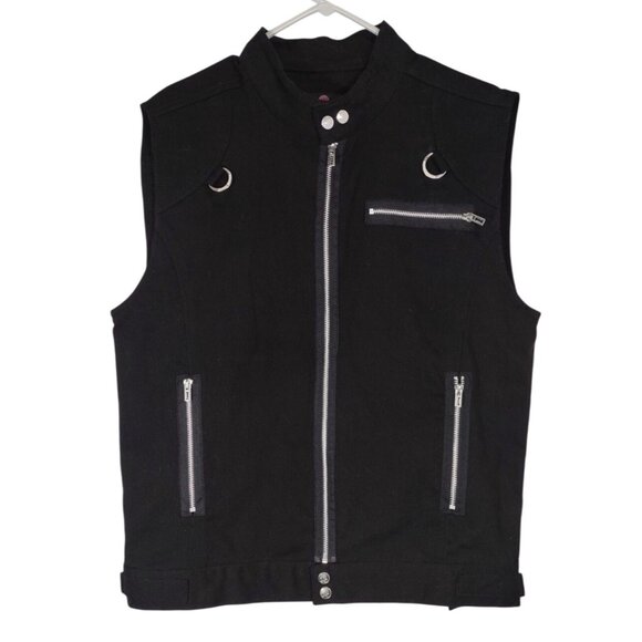 Royal Bones Tripp Gothic Black Vest Utility Grunge Rave Punk Emo Biker Mens L - Picture 1 of 7